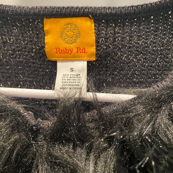 Ruby Rd. Ruffled Poncho Black Sweater Size S - Picture 6 of 7